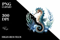 Sea Horse Watercolor Clipart Product Image 3