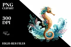 Sea Horse Watercolor Clipart Product Image 1