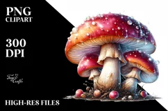 Shiny Mushroom Watercolor Illustration, PNG Product Image 1