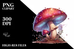 Shiny Mushroom Watercolor Illustration, PNG Product Image 1