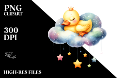 Vibrant Duck Sleeping on Cloud Clipart Product Image 2