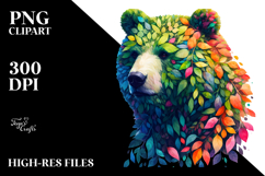 Abstract Bear with Plant Leaves PNG Product Image 2