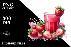Strawberry Juice Watercolor Clipart Product Image 3