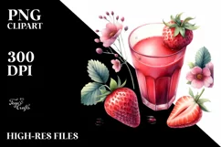 Strawberry Juice Watercolor Clipart Product Image 1