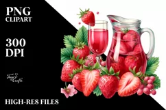 Strawberry Juice Watercolor Clipart Product Image 3