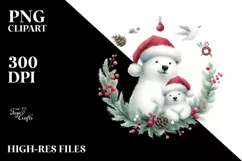 Simple Watercolor Christmass Polar Bear PNG Product Image 3