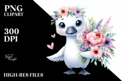Cute Swan Flower Bouquet Clipart Product Image 3