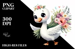 Cute Swan Flower Bouquet Clipart Product Image 1