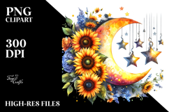 Colorful Half Moon with Sunflowers PNG Product Image 2