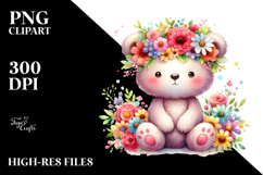 Vibrant Bear with Flower Crown, Transparent PNG Product Image 2