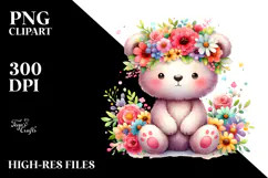 Vibrant Bear with Flower Crown, Transparent PNG Product Image 2