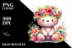 Vibrant Bear with Flower Crown, Transparent PNG Product Image 3