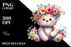 Vibrant Bear with Flower Crown, Transparent PNG Product Image 2