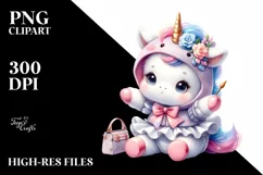 Cute Baby Unicorn Dressed as Selling | Sublimation | Clipart Product Image 1