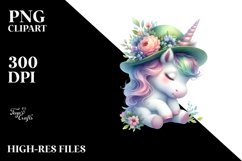 Cute Baby Unicorn Green Hat | Sublimation | Clipart Product Image 3