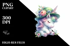 Cute Baby Unicorn Green Hat | Sublimation | Clipart Product Image 3