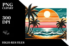 Retro Tropical Beach Sunset | Sublimation | PNG Clipart Product Image 1
