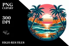 Retro Tropical Beach Sunset | Sublimation | PNG Clipart Product Image 1