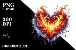 Digital Painting Heart on Fire PNG Product Image 2