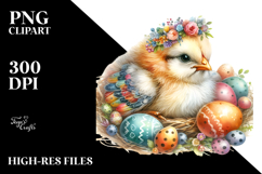 Adorned Baby Chicken Watercolor JPEG Product Image 2
