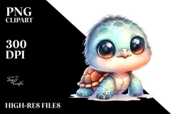 Cute Baby Turtle Watercolor Clipart Product Image 2