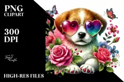 Colorful Heart Sunglasses Art PNG Product Image 2