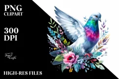 Vibrant Watercolor Pigeon Clipart Product Image 3