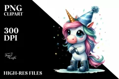 Watercolor Unicorn Big Eyes Party Hat Product Image 3