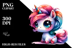 Cute Unicorn Big-Eyes PNG Product Image 2