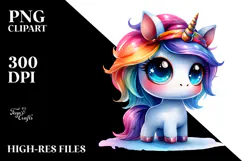 Cute Unicorn Big-Eyes PNG Product Image 2