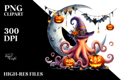 Octopus Dressed for Halloween, Bright PNG Product Image 2