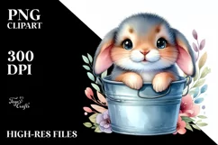 Colorful Smiling Snowshoe Hare | Sublimation | Clipart Product Image 1