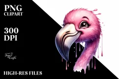 Funny Cute Flamingo Portrait Clipart Product Image 1