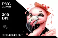 Funny Cute Flamingo Portrait Clipart Product Image 1