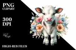 Cute Baby Cow Watercolor Pastel Product Image 3