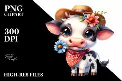 Watercolor Baby Cow Big Eyes Hat Bandana Product Image 3