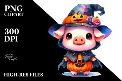 Vibrant Cute Pig Halloween PNG Product Image 2