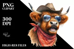 Cow Enthusiastic Highland Cow Cowboy Hat | Clipart Product Image 3
