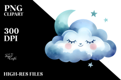 Whimsical Clouds Watercolor Clipart Product Image 2
