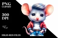 Watercolor Mouse Portrait, Transparent PNG Product Image 3