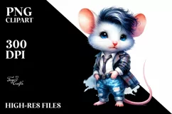 Watercolor Mouse Portrait, Transparent PNG Product Image 1