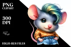 Watercolor Mouse Portrait, Transparent PNG Product Image 1