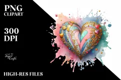 Colorful Heart on Wood PNG Product Image 2