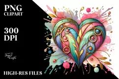 Colorful Heart on Wood PNG Product Image 2