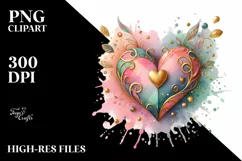 Colorful Heart on Wood PNG Product Image 2
