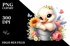Cute Smiling Swan with Flowers | Sublimation | Clipart Product Image 1