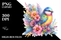 Sublimation, Clipart, Pastel Watercolor Vibrant Bird Product Image 3