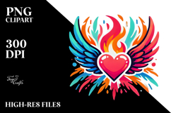 Paintbrush Heart with Wings PNG Product Image 2