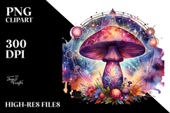 Magical Celestial Mushroom, Vibrant PNG Product Image 2