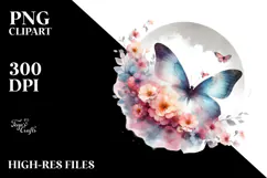 Butterfly with Flowers PNG Product Image 2